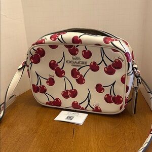 Coach Cherry Pattern Crossbody Bag - Cream and Red